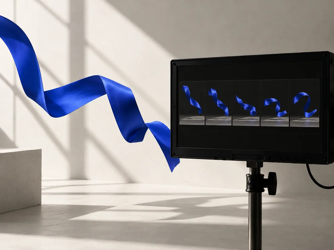 Conceptual studio image of cinematic frames expressing motion design.